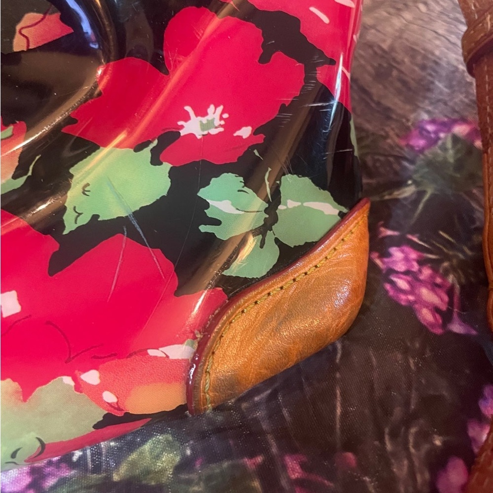 Dooney & Bourke Vibrant Floral Satchel with Tan Leather - Picture 3 of 11